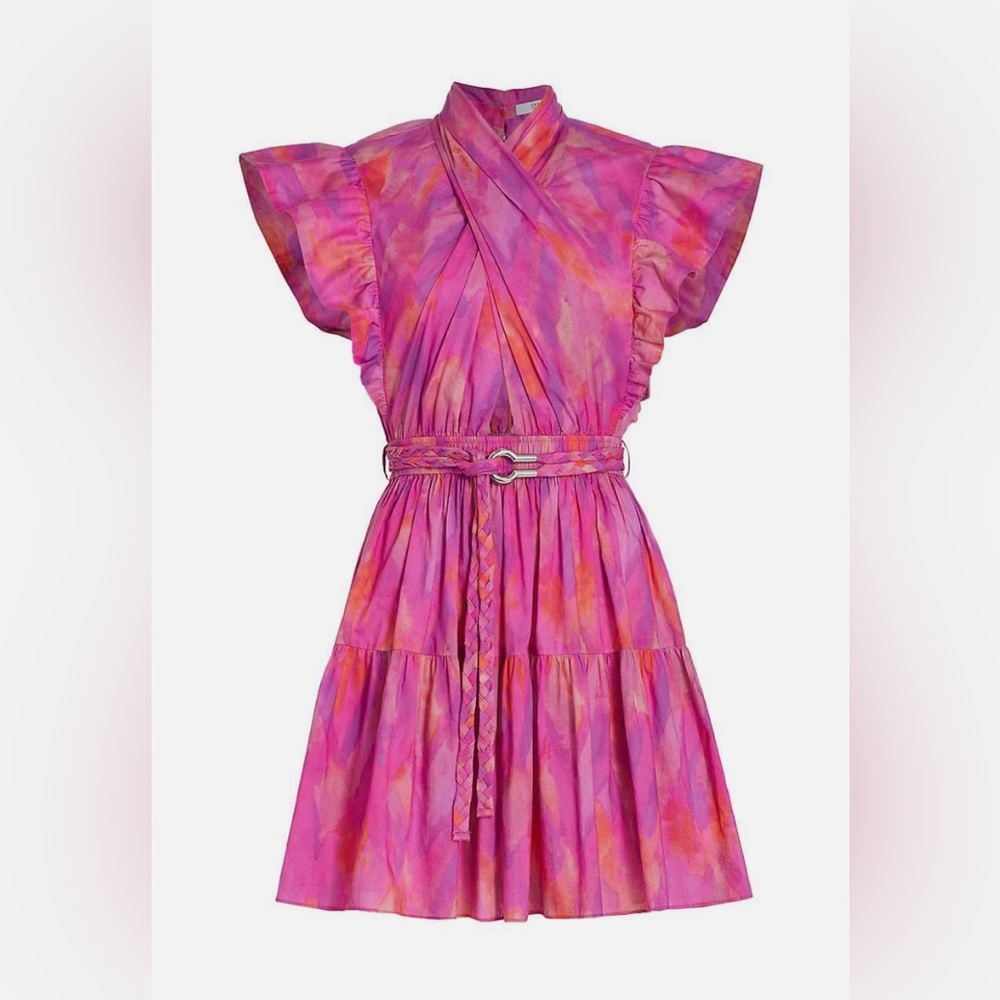 10 Crosby Derek Lam Fuchsia Multi Finn Ruffle Wrap Dress